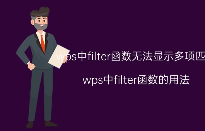 wps中filter函数无法显示多项匹配 wps中filter函数的用法？